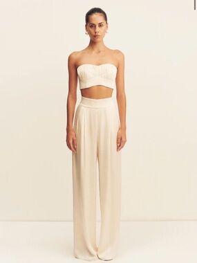 Shona Joy La Lune bridal tuxedo pants and corded ruched bralette set